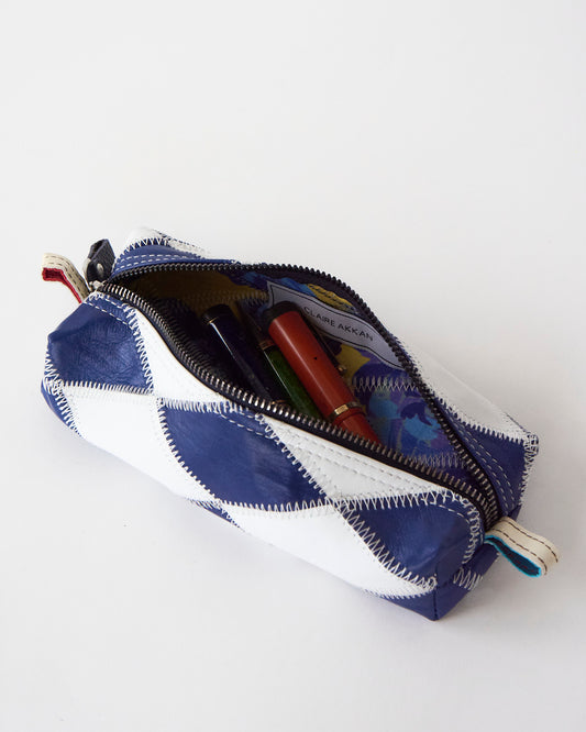 The Navy and White Pencil Case