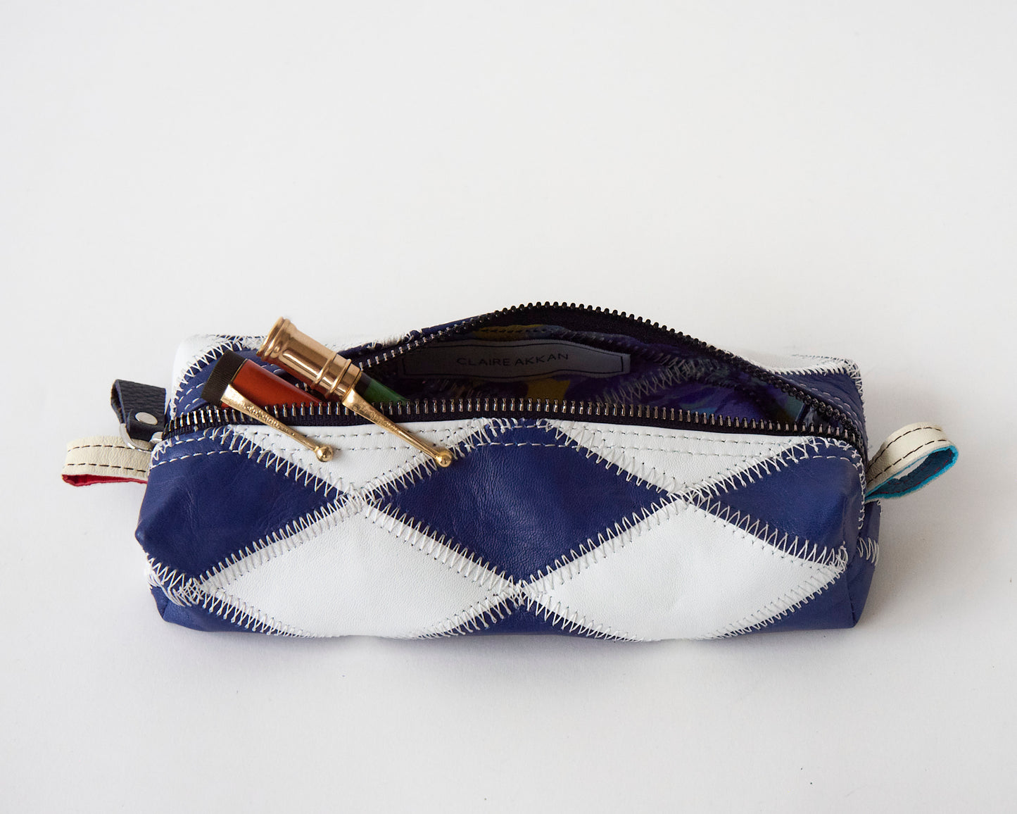 The Navy and White Pencil Case